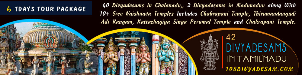 42 Divyadesams in Tamilnadu, 6 Days Tour Packages, 40 Cholanadu and 2 Nadunadu Divyadesams